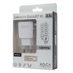 CARGADOR DE PARED INTELIGENTE ROCA 2.1A USB LIGHTNING RC-TC-L21 CC